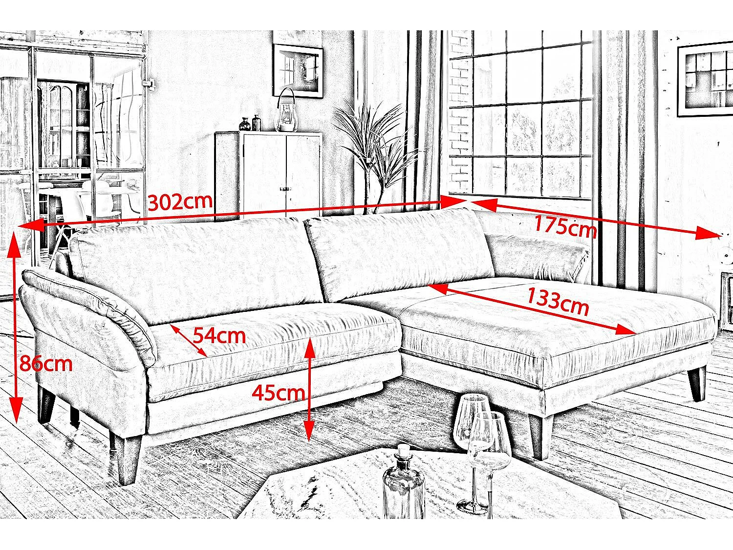 Ecksofa - Braun Webstoff - MALTA