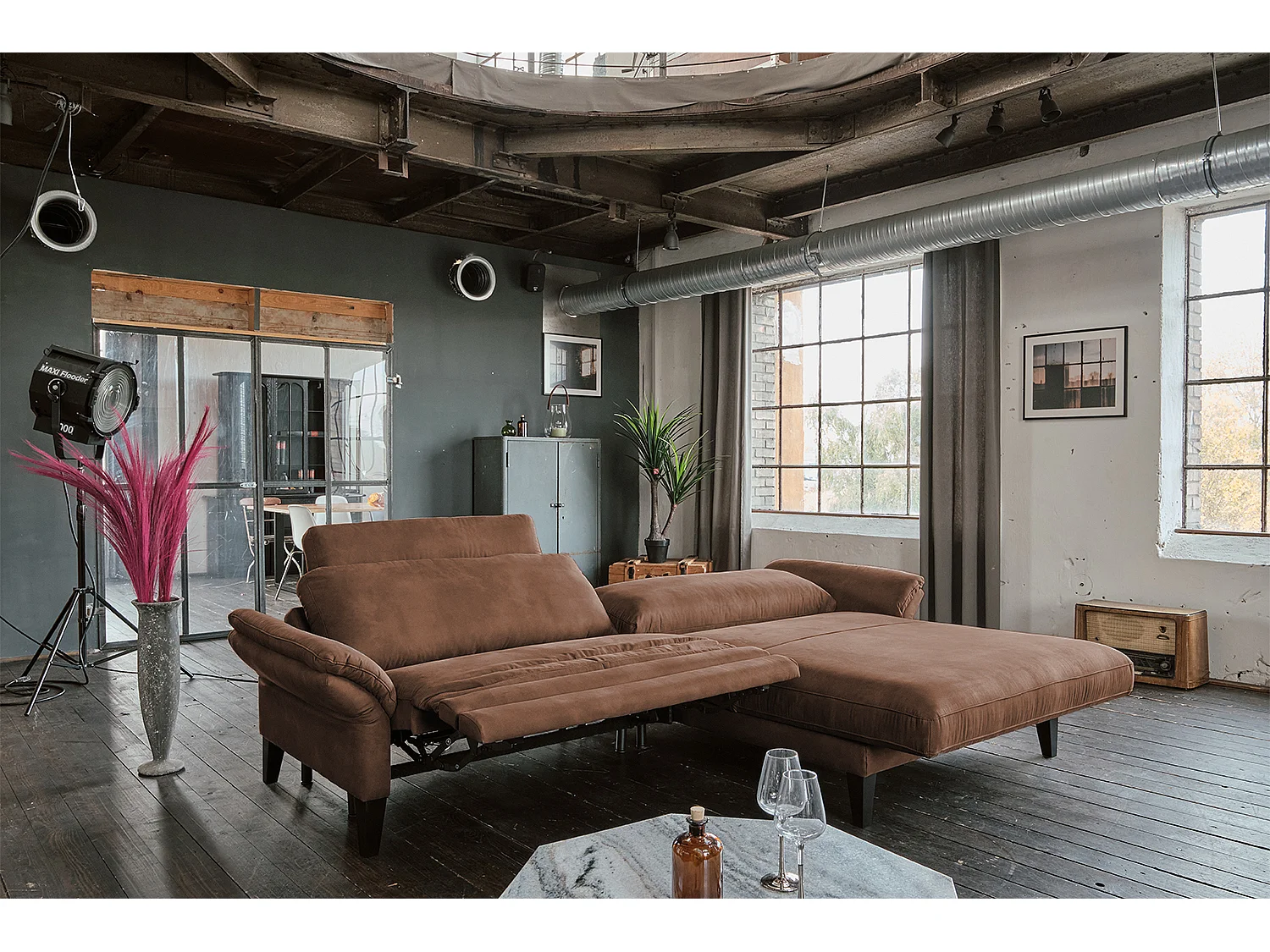 Ecksofa - Braun Webstoff - MALTA