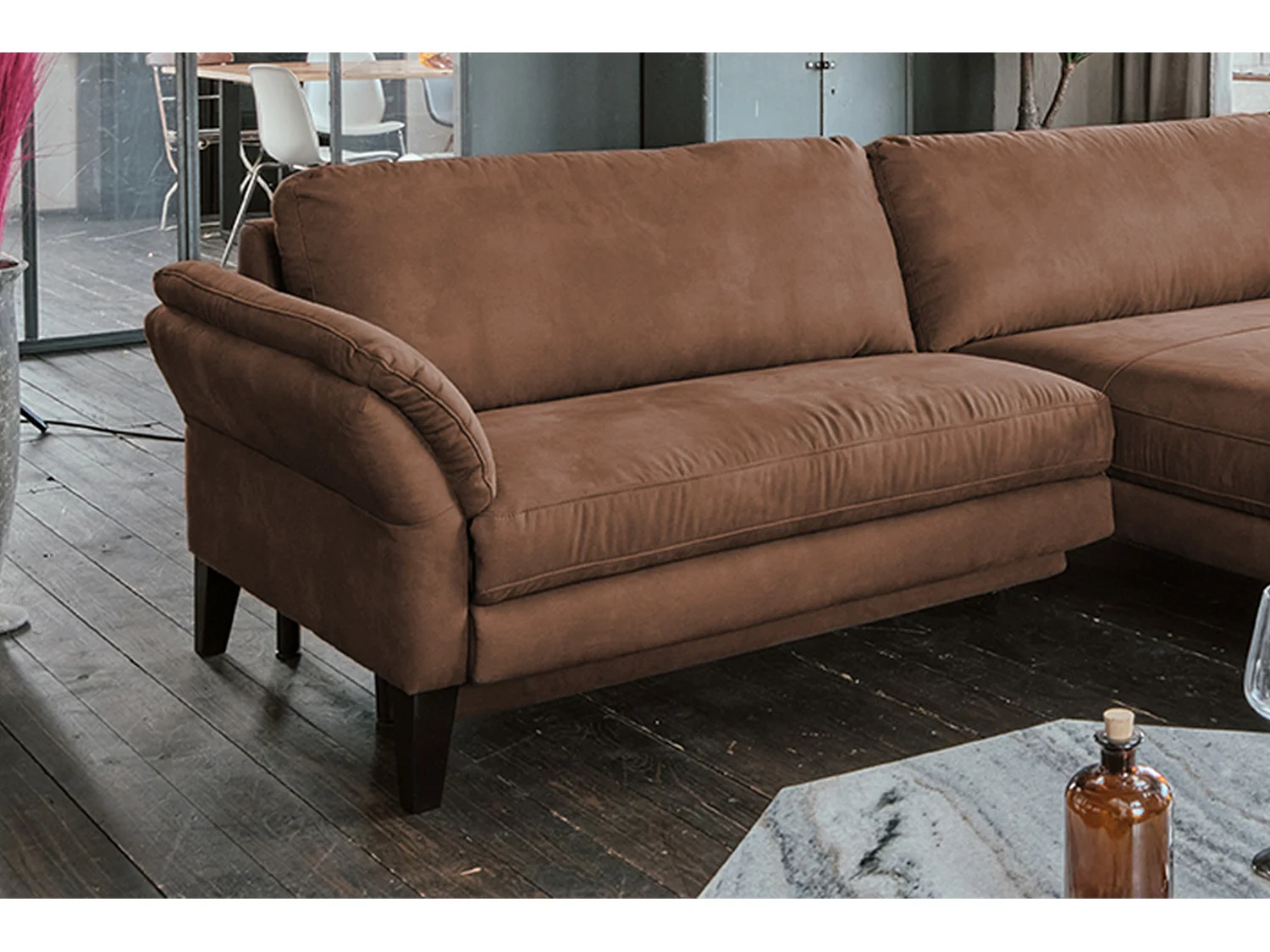 Ecksofa - Braun Webstoff - MALTA