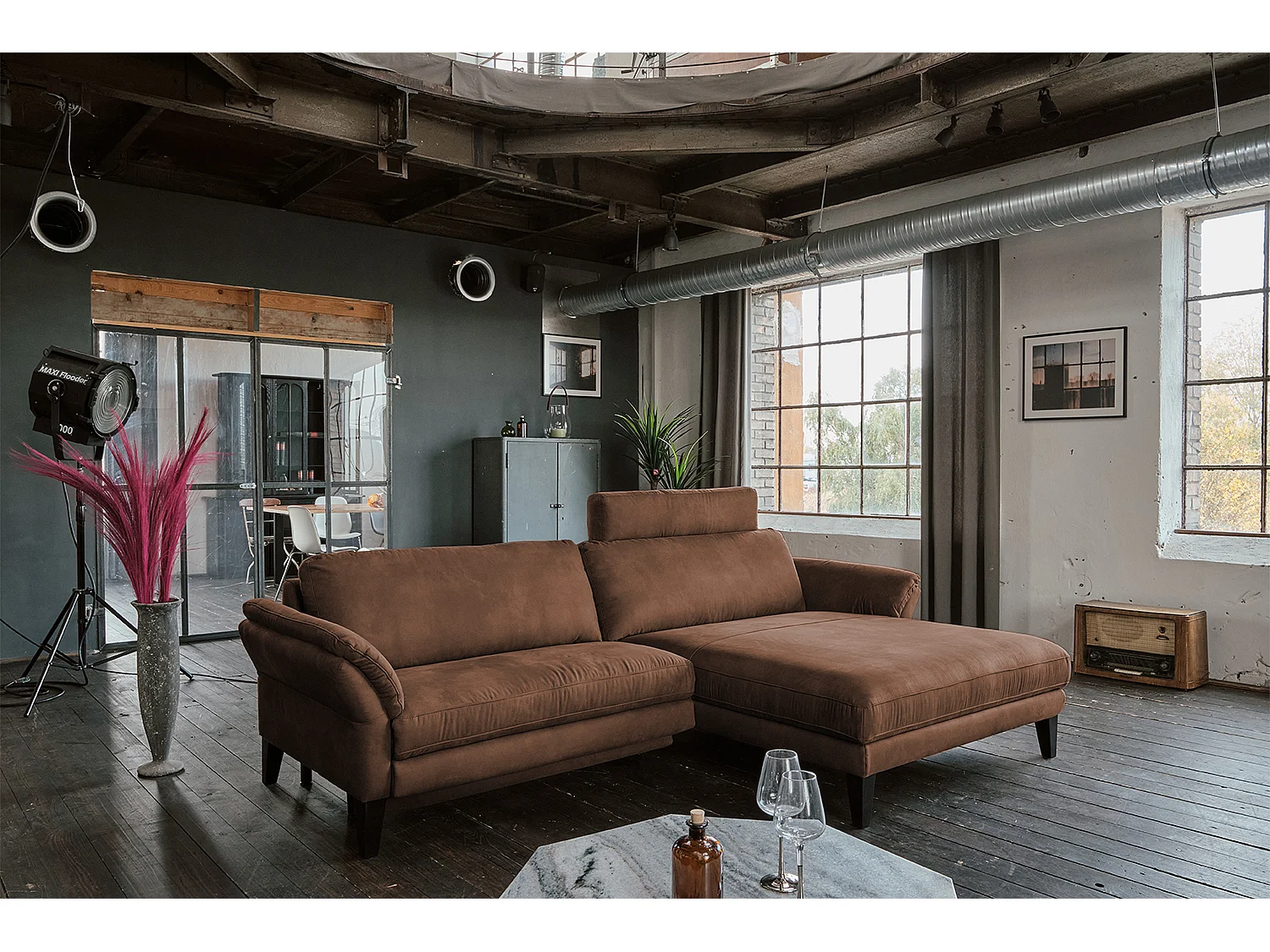 Ecksofa - Braun Webstoff - MALTA