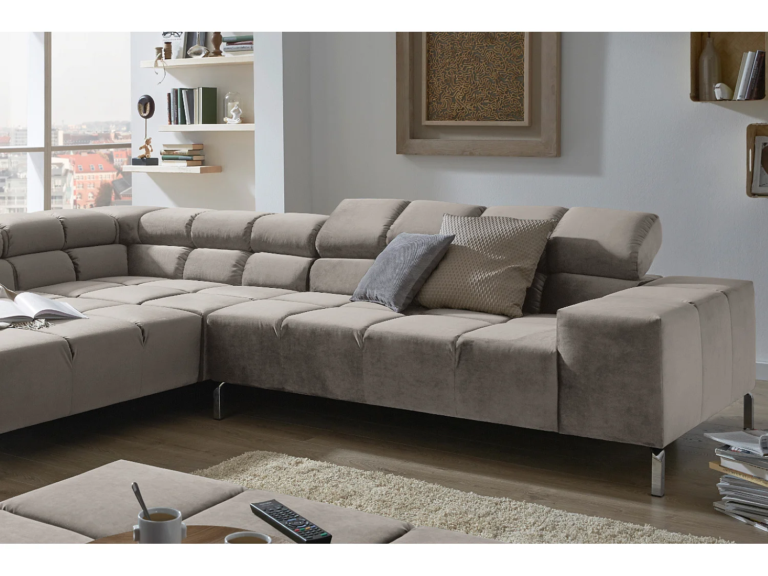 Canapé - argent Velours - NELSON