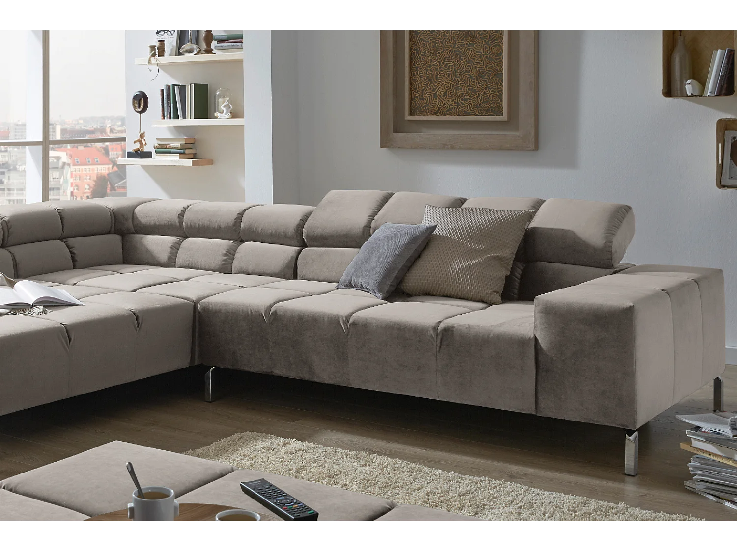 Ecksofa - Silber Velvet - NELSON