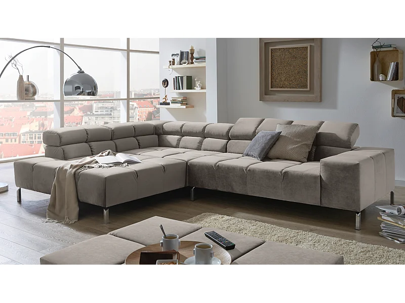 Ecksofa - Silber Velvet - NELSON