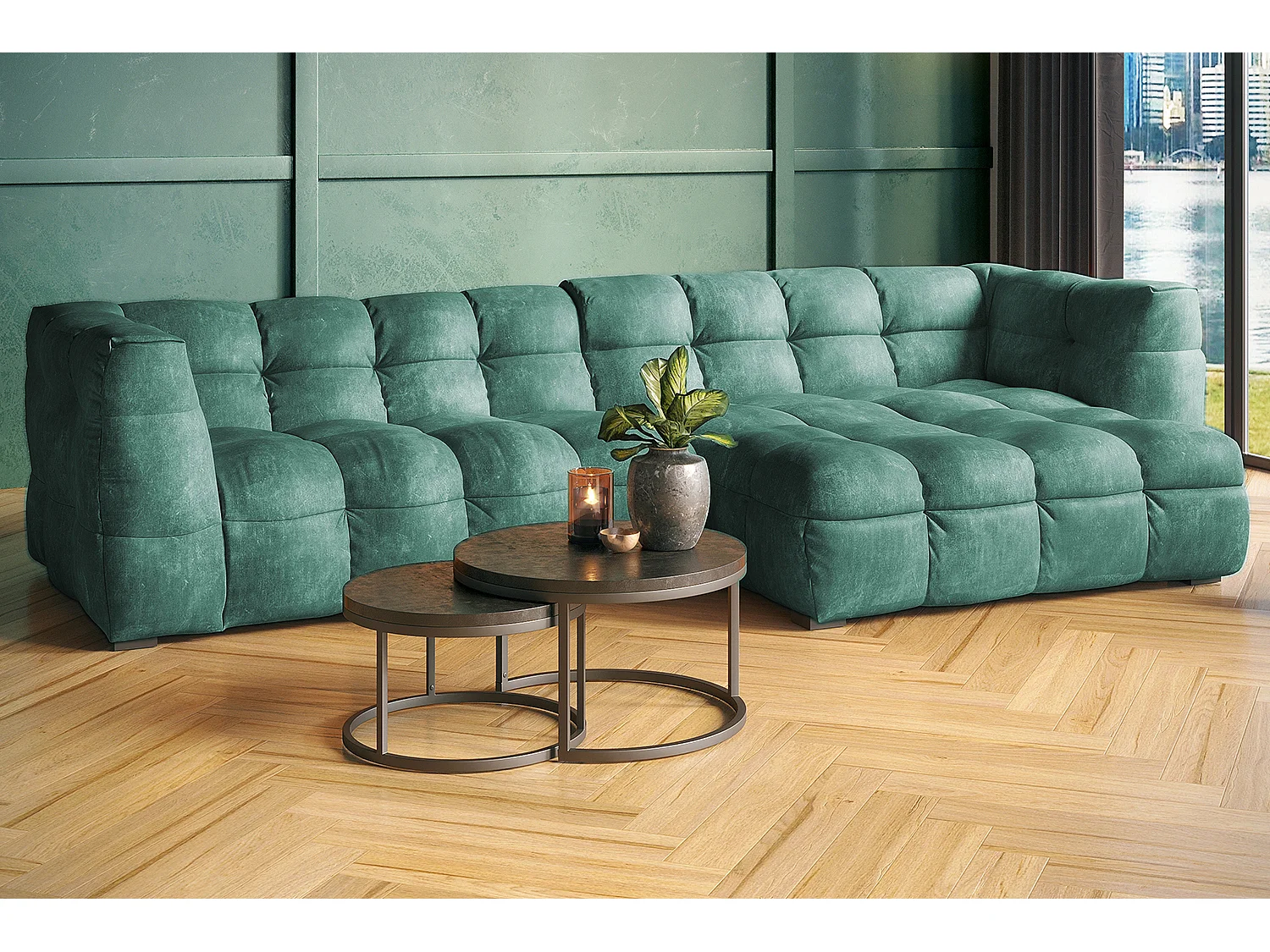 Sofá - Petróleo terciopelo - ROSARIO