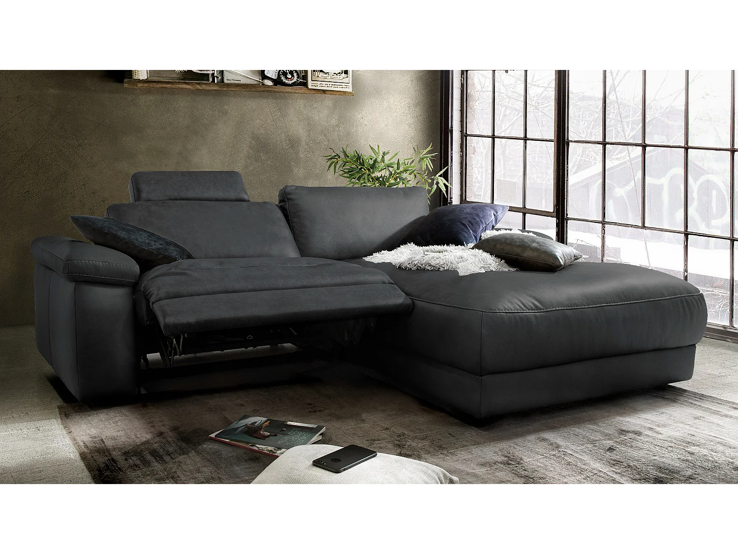 Canapé - Noir cuir - LOLA