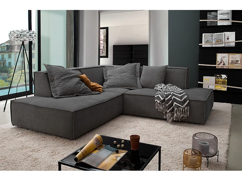 Ecksofa - Anthrazit Webstoff - SAMU