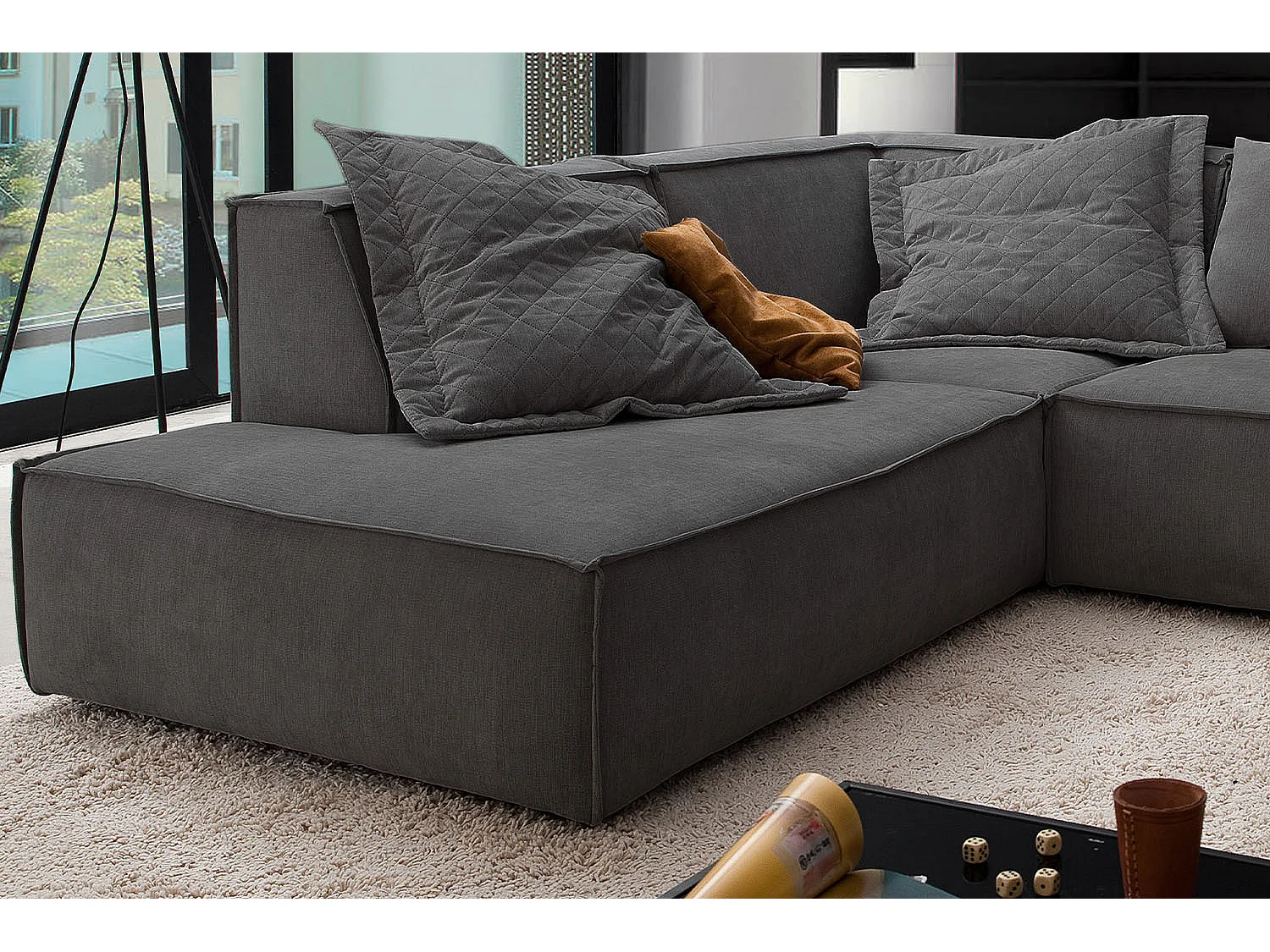 Divano - antracite tessuto intrecciato - SAMU