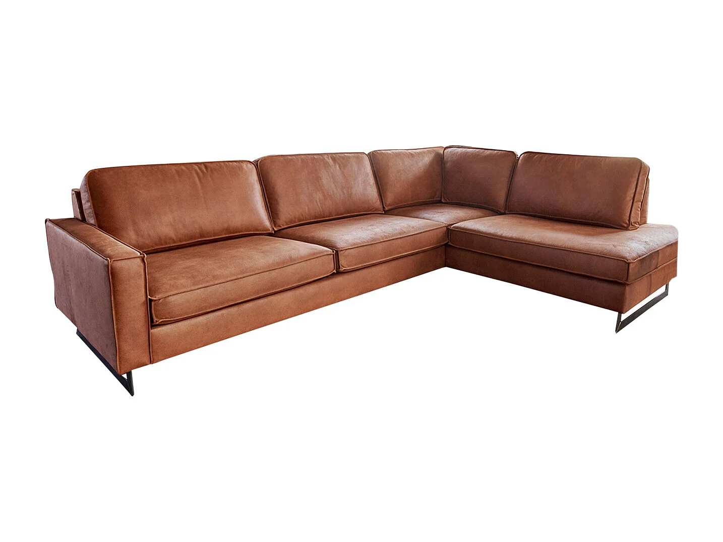 Ecksofa - Braun Lederfaserstoff - VILNIUS