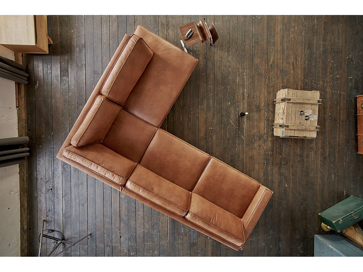 Ecksofa - Braun Lederfaserstoff - VILNIUS