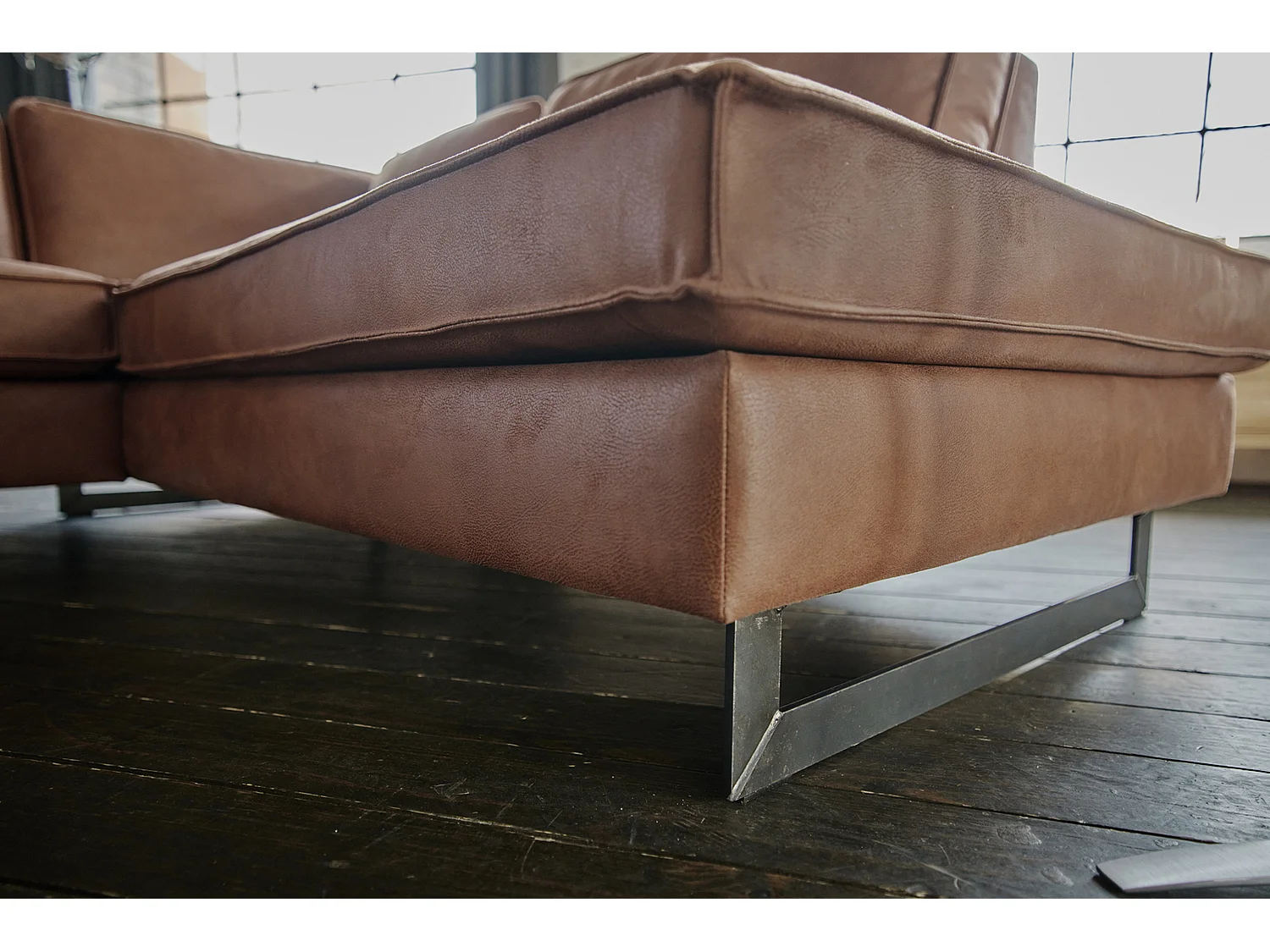 Ecksofa - Braun Lederfaserstoff - VILNIUS