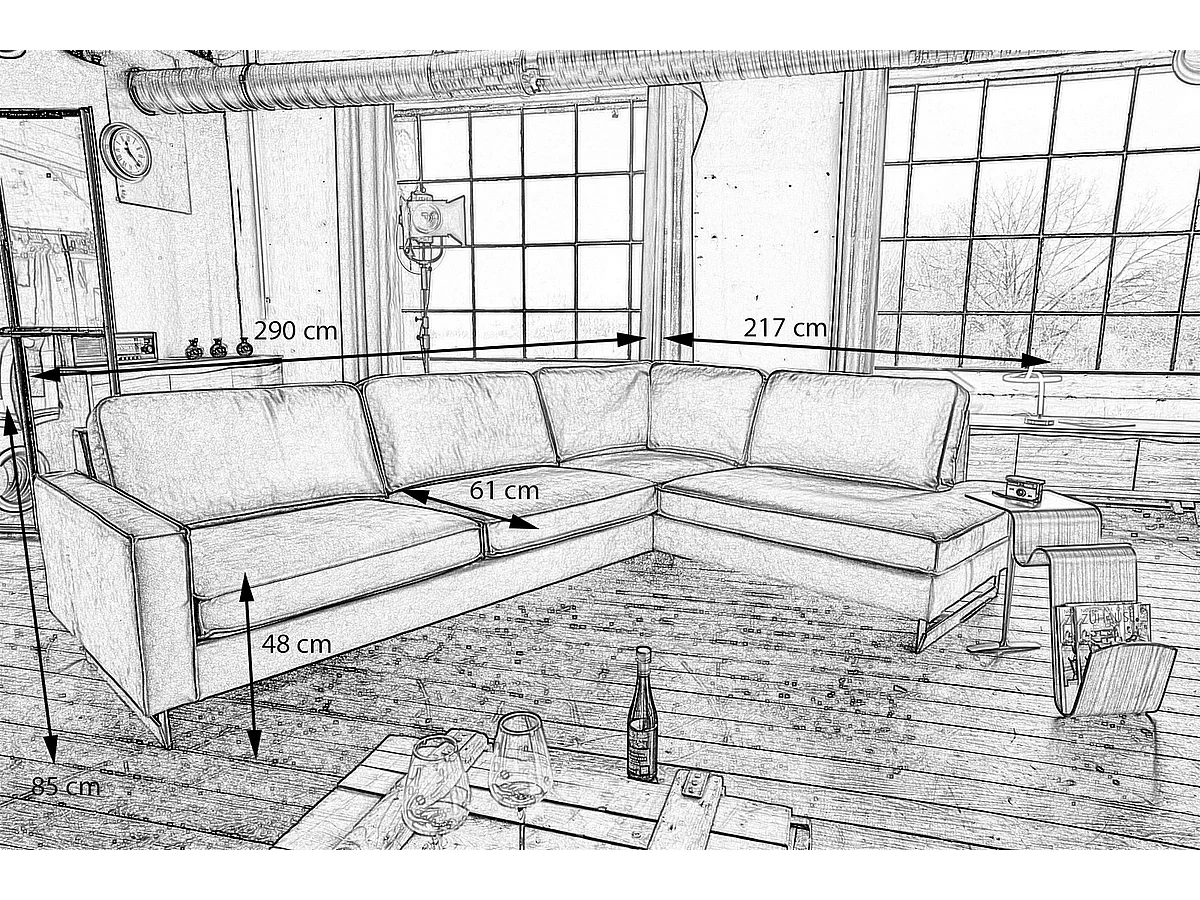 Ecksofa - Braun Lederfaserstoff - VILNIUS