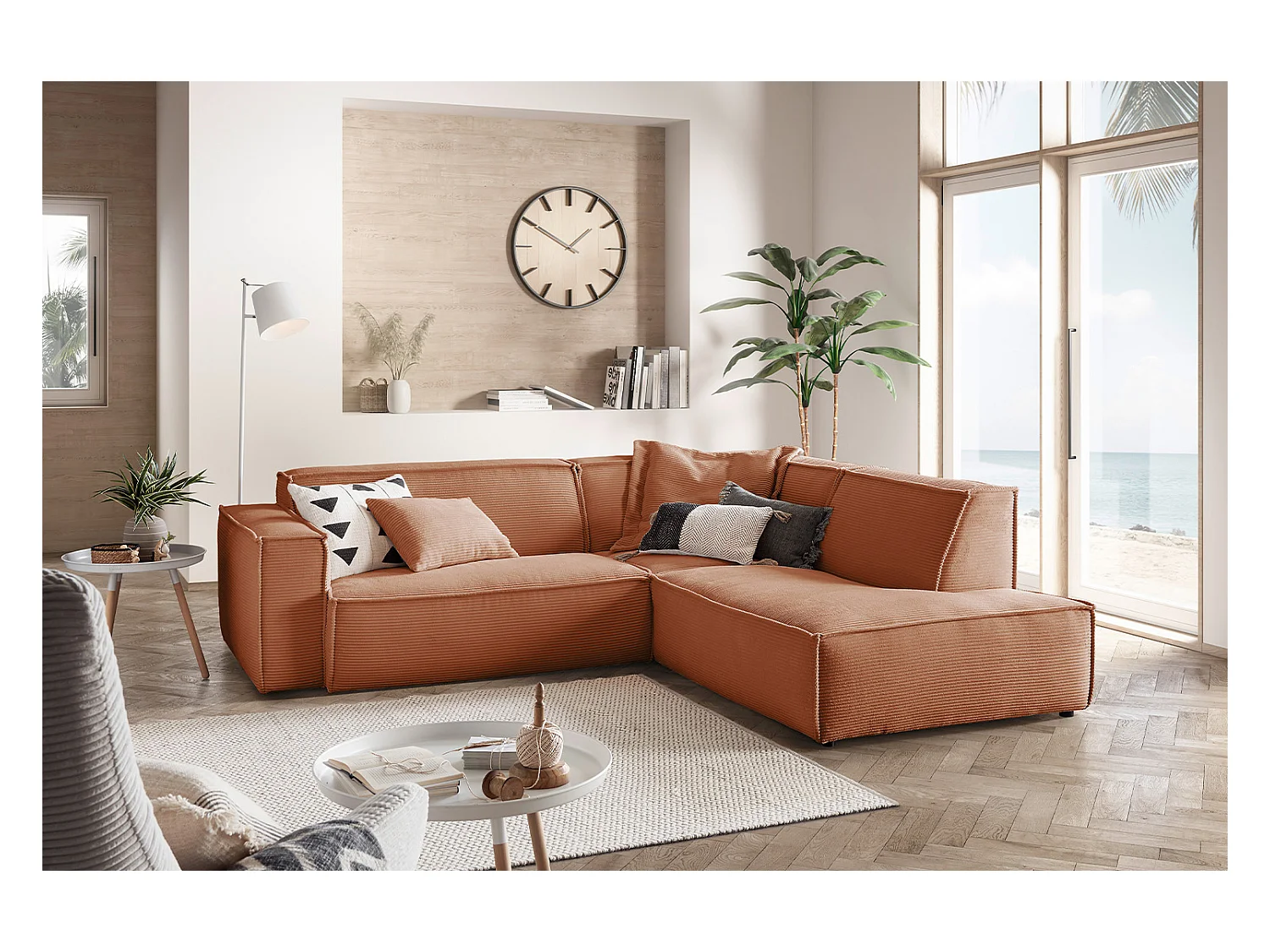 Ecksofa - Braun Cord - SAMU