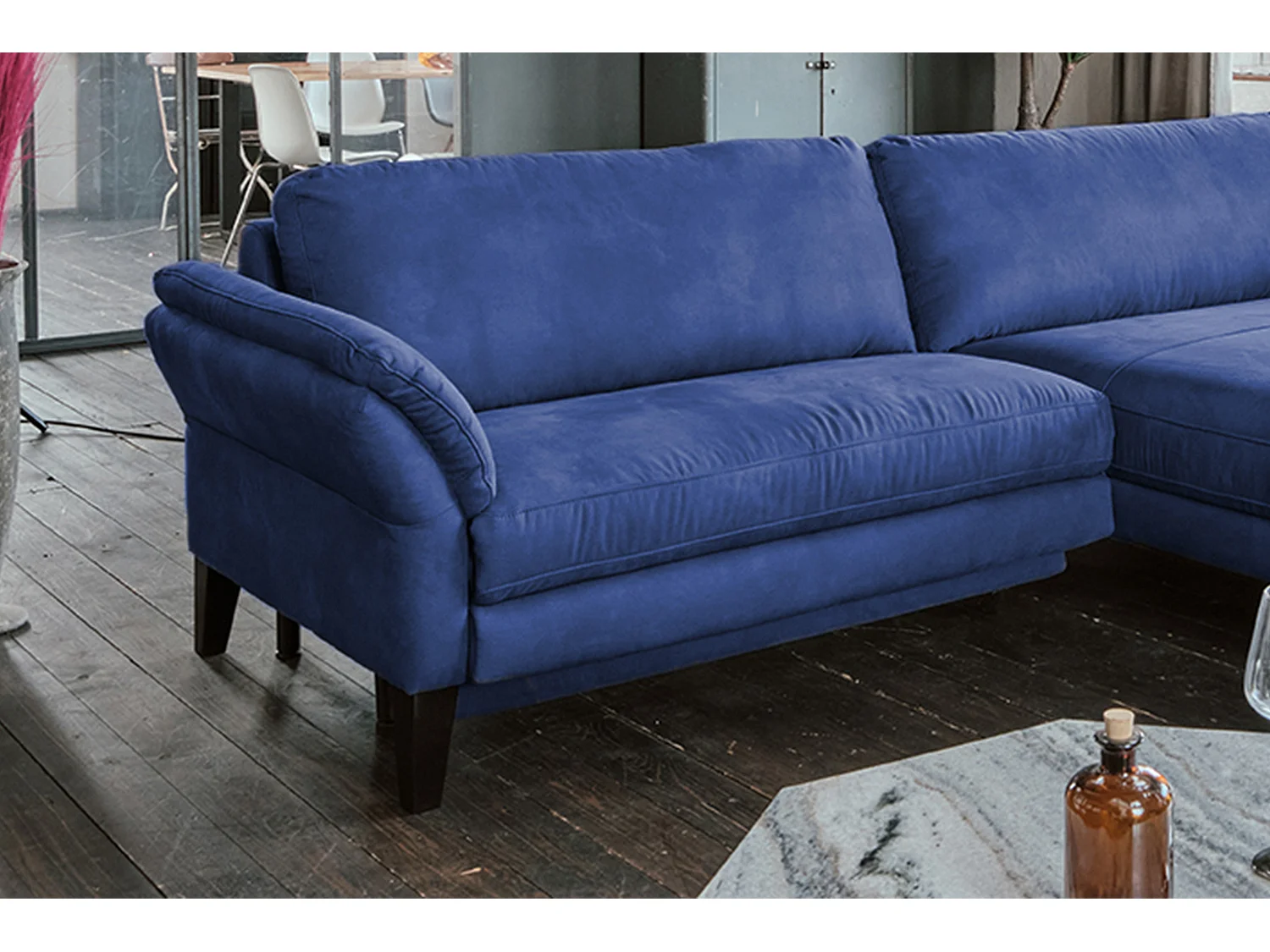 Ecksofa - Blau Webstoff - MALTA