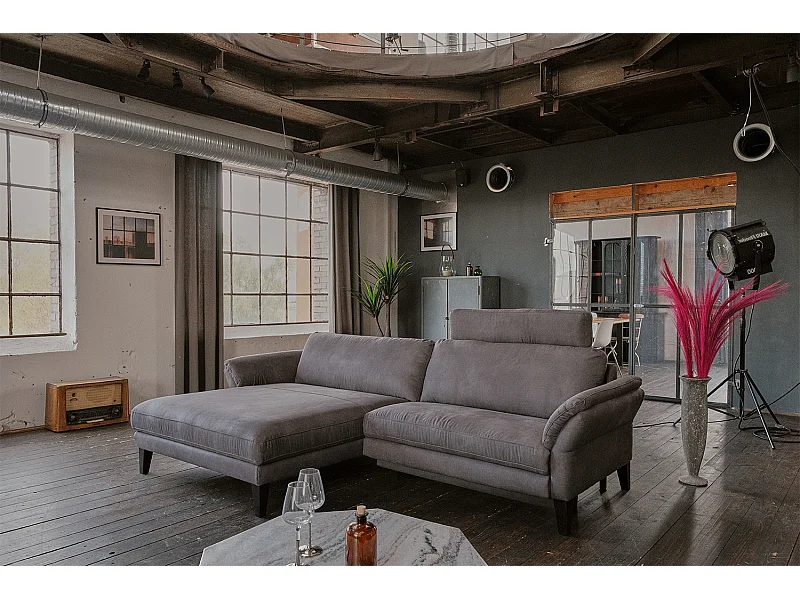 Ecksofa - Grau Webstoff - MALTA