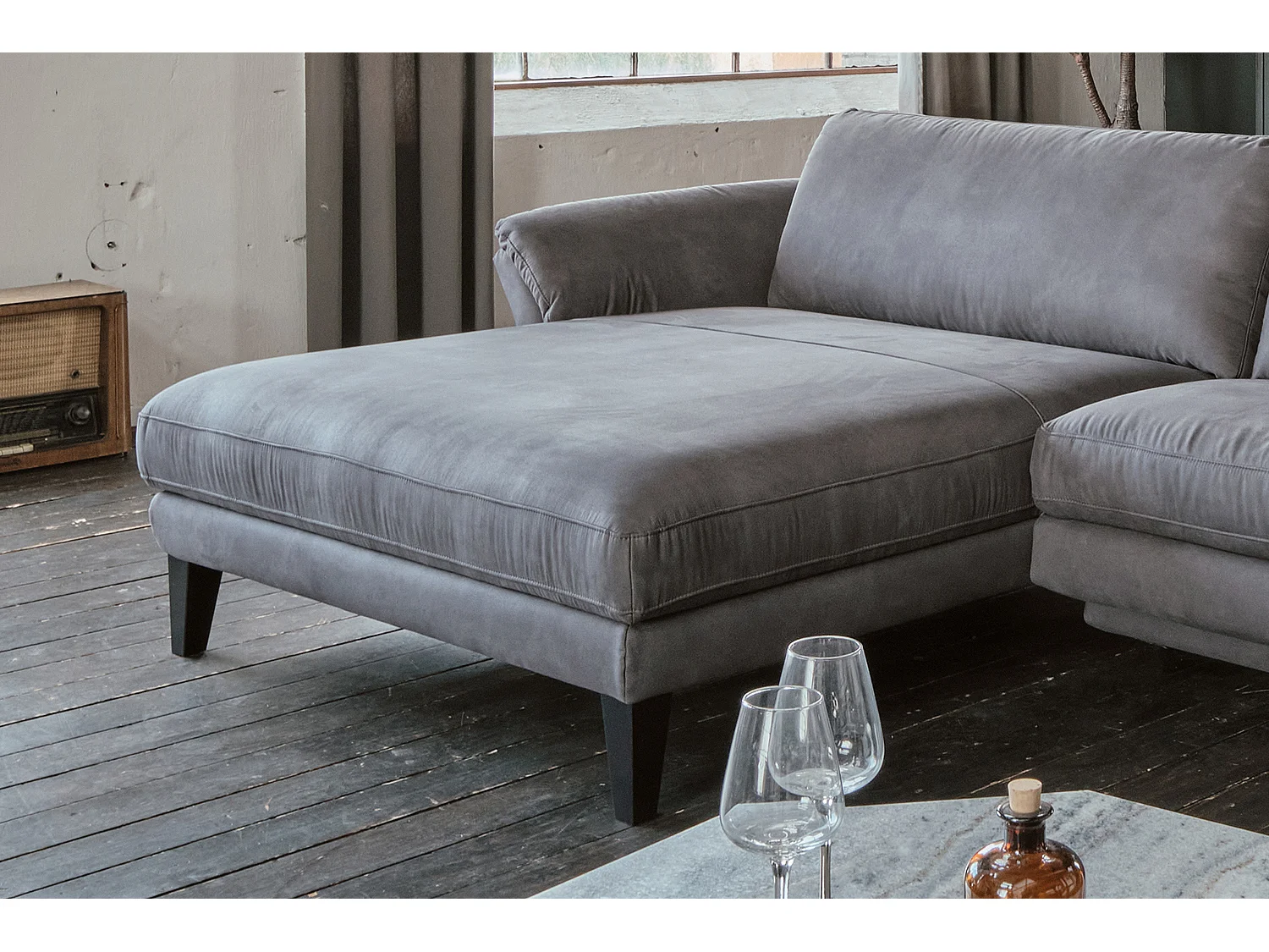 Ecksofa - Grau Webstoff - MALTA