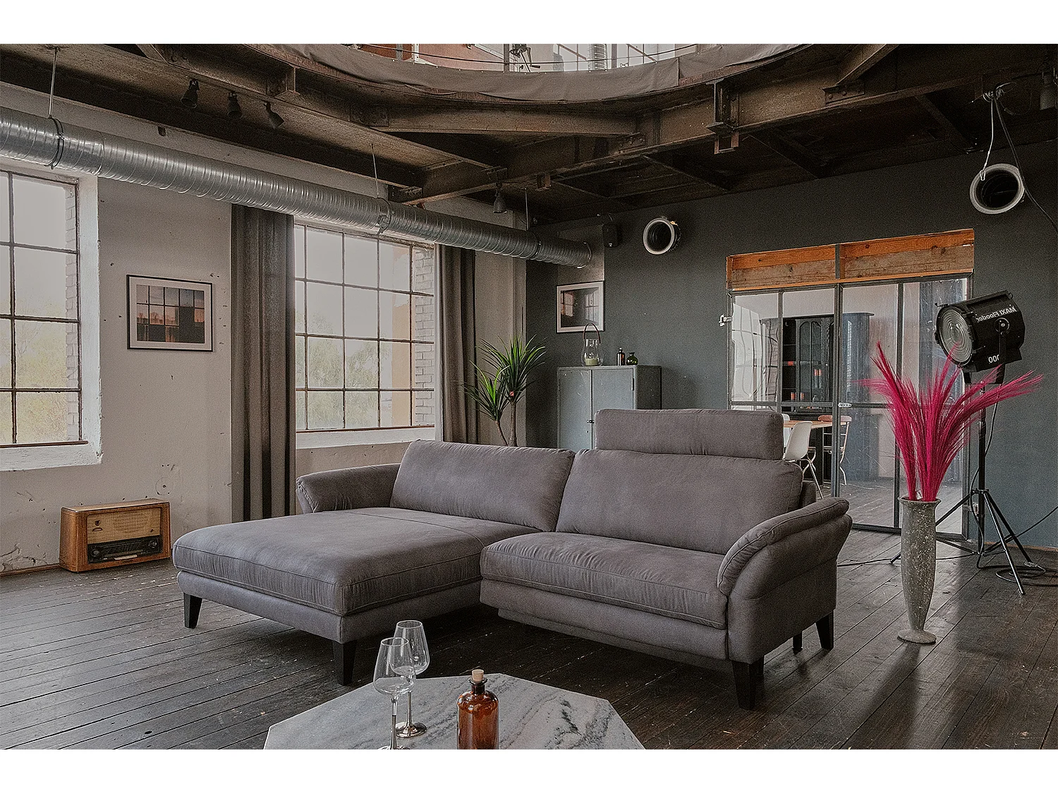 Canapé - Gris tissu tissé - MALTA