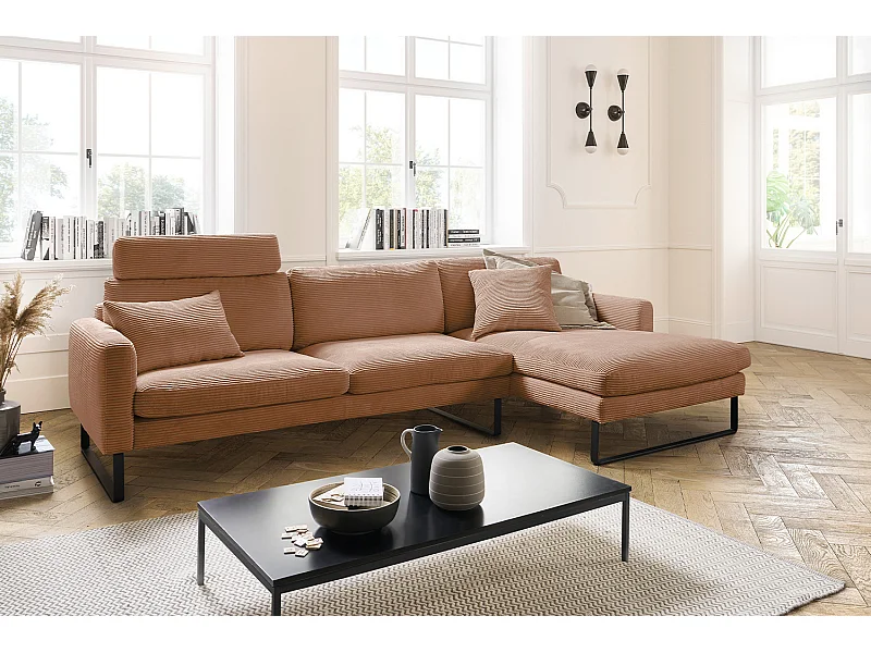 Ecksofa - Braun Cord - RICARDA