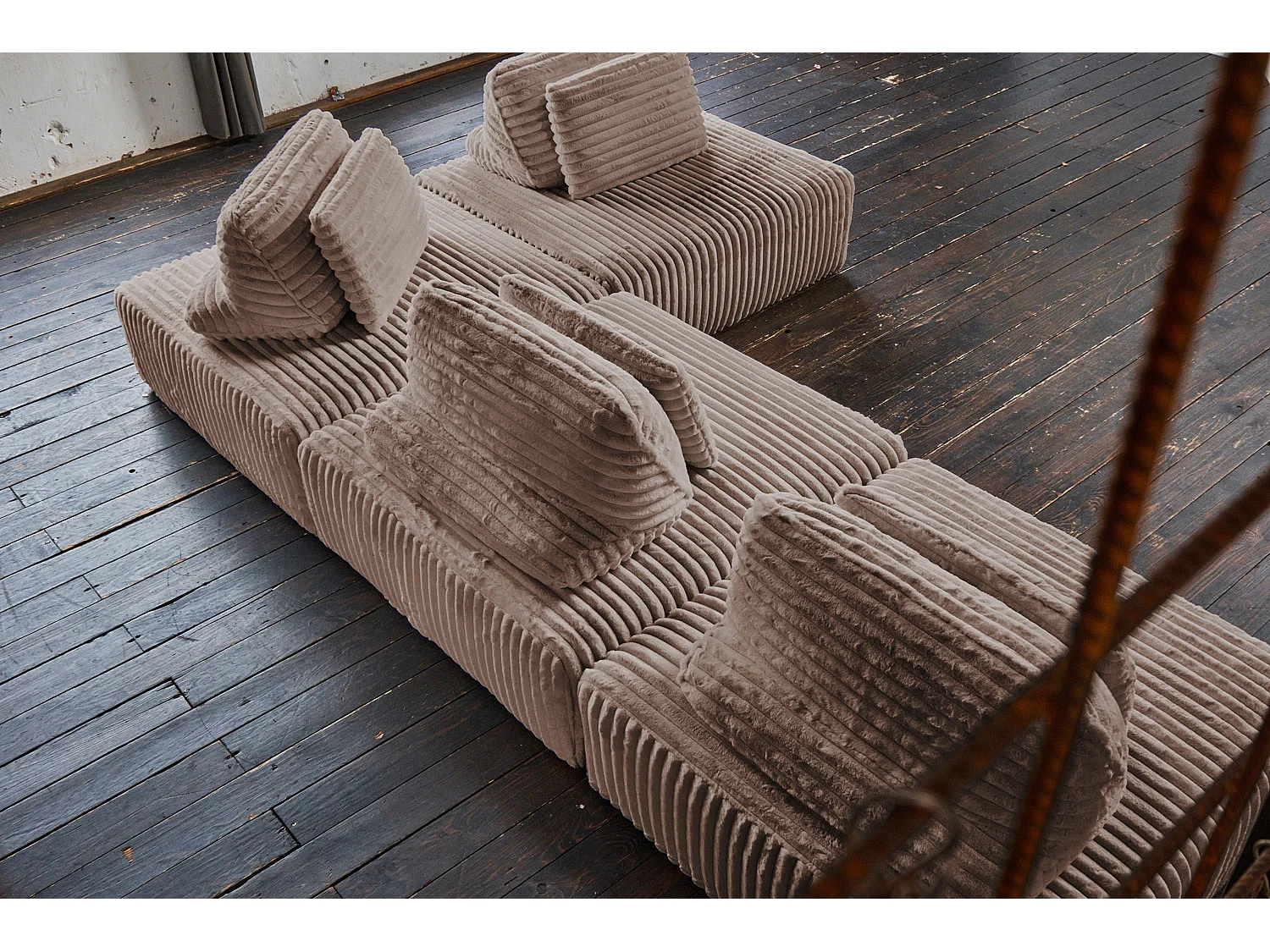 Canapé - taupe Velours côtelé - WIOLO SOFT