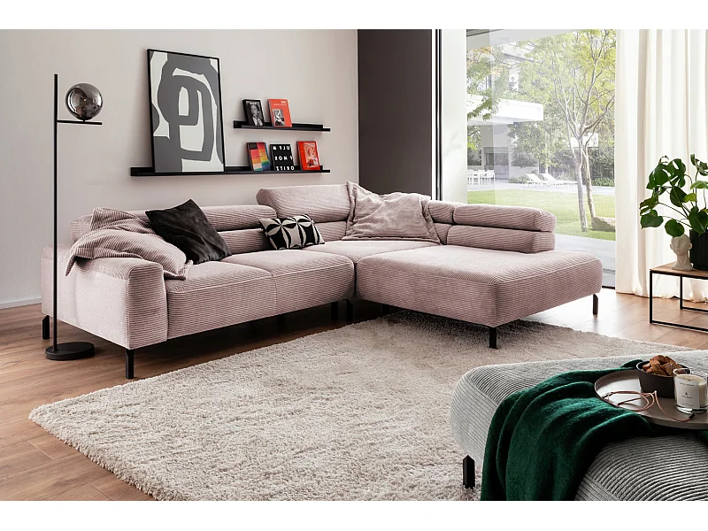 Ecksofa - Pink Cord - DELIA
