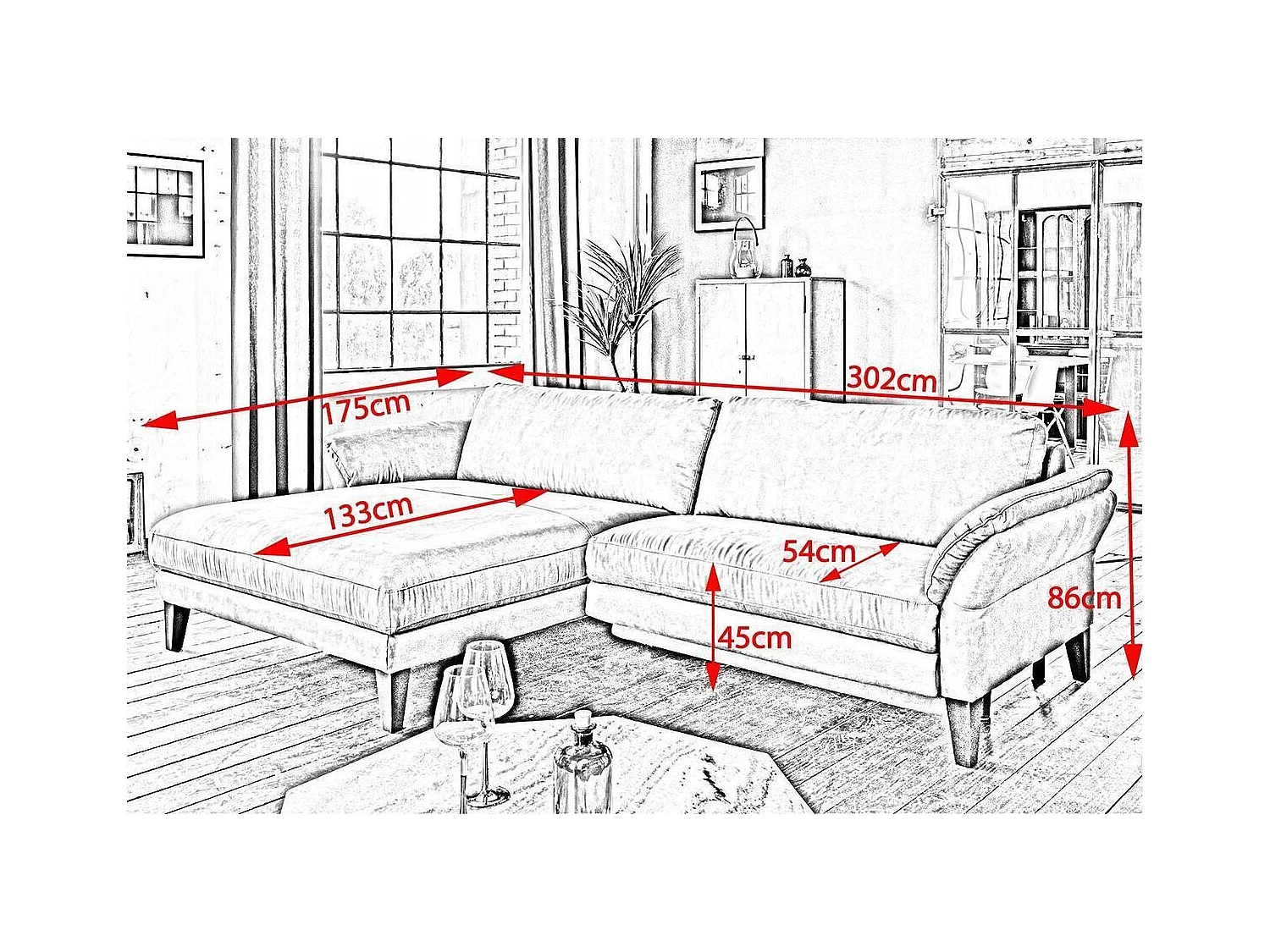 Sofá - Gris tela tejida - MALTA