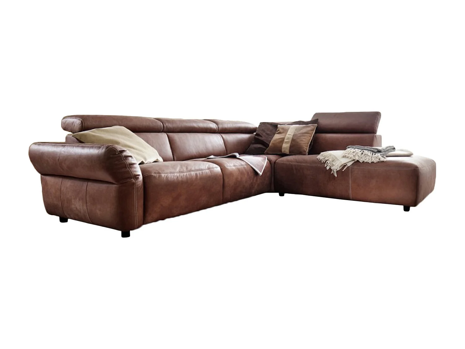 Ecksofa - Braun Leder - RISO