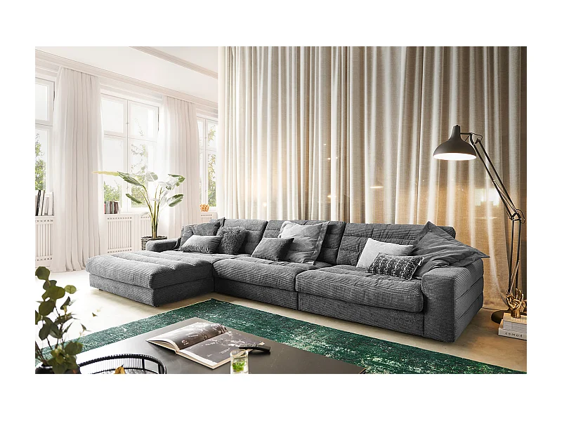 Ecksofa - Grau Cord - LANA
