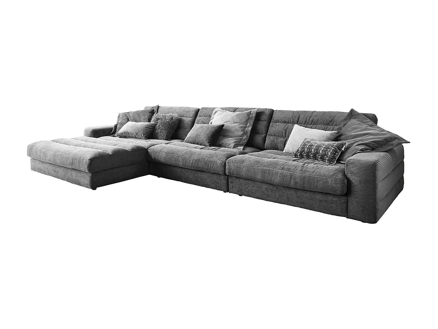 Ecksofa - Grau Cord - LANA