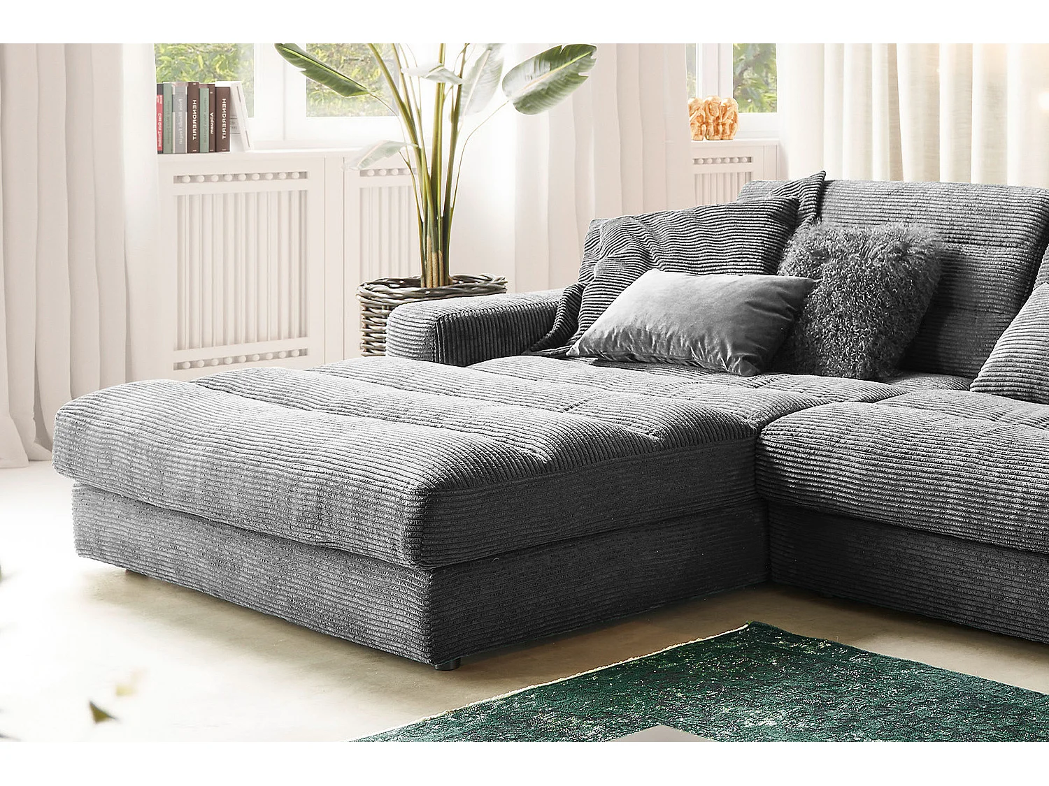 Ecksofa - Grau Cord - LANA