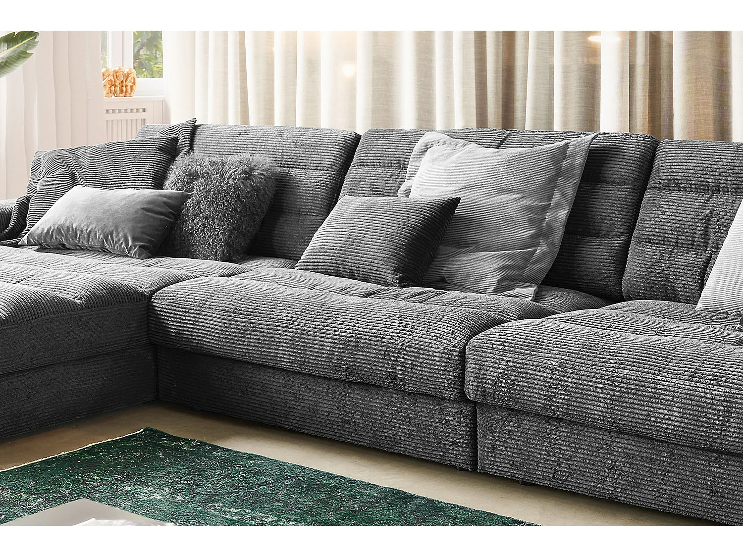 Ecksofa - Grau Cord - LANA
