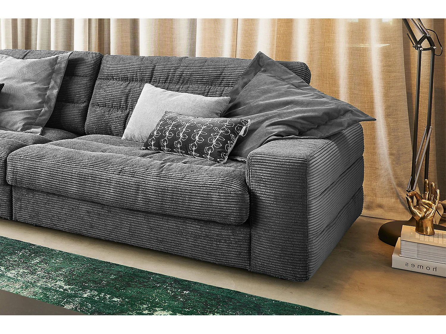 Ecksofa - Grau Cord - LANA