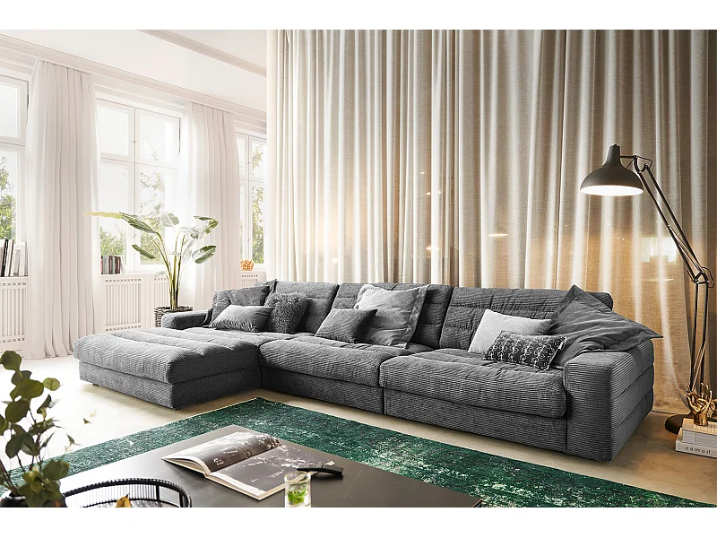 Ecksofa - Grau Cord - LANA