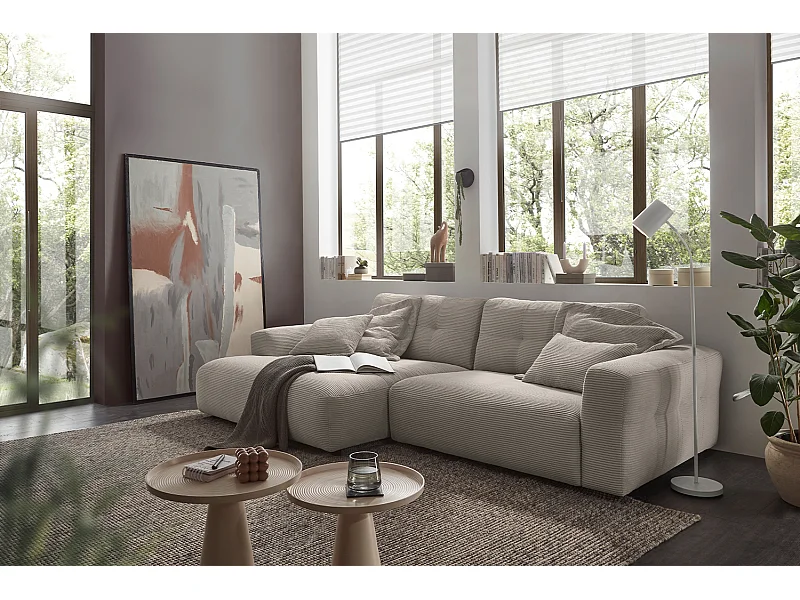 Ecksofa - Grau Cord - MIKA