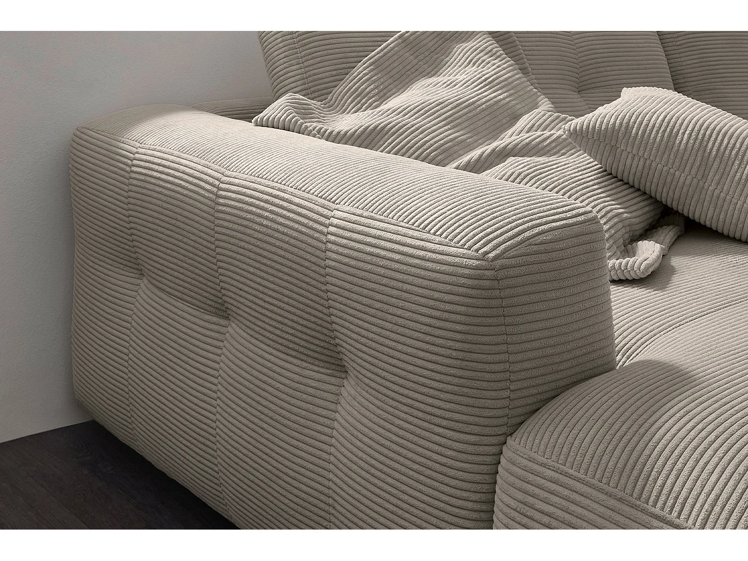 Ecksofa - Grau Cord - MIKA