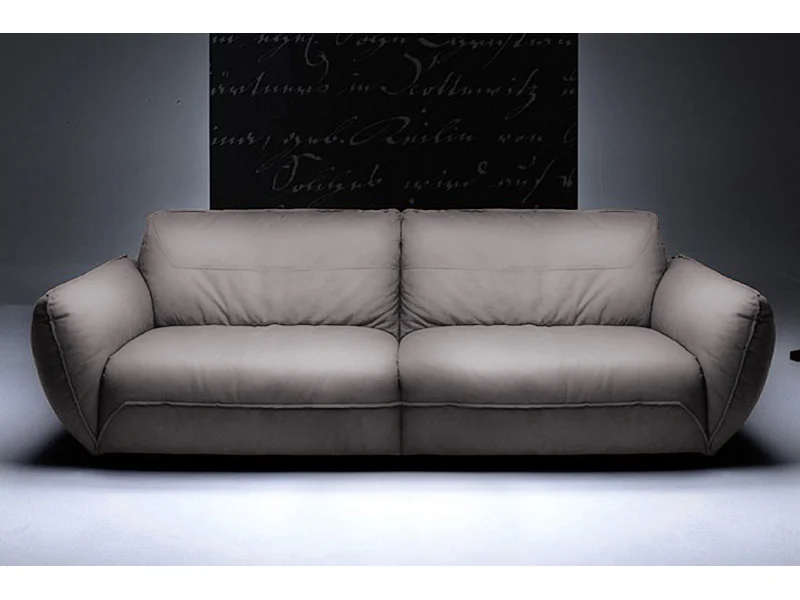 Ledersofa - Grau Leder - DAVITO