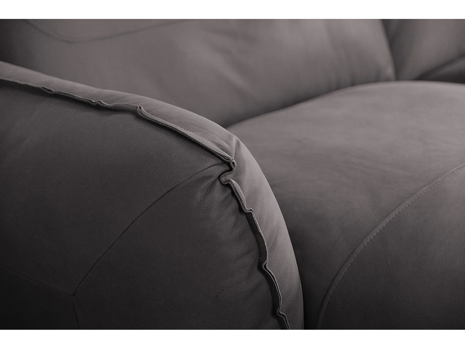 Ledersofa - Grau Leder - DAVITO