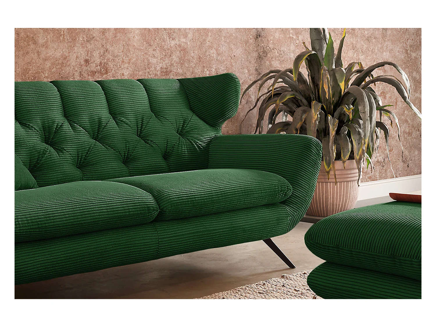 Sofa - Smaragdgrün Cord - CHARME