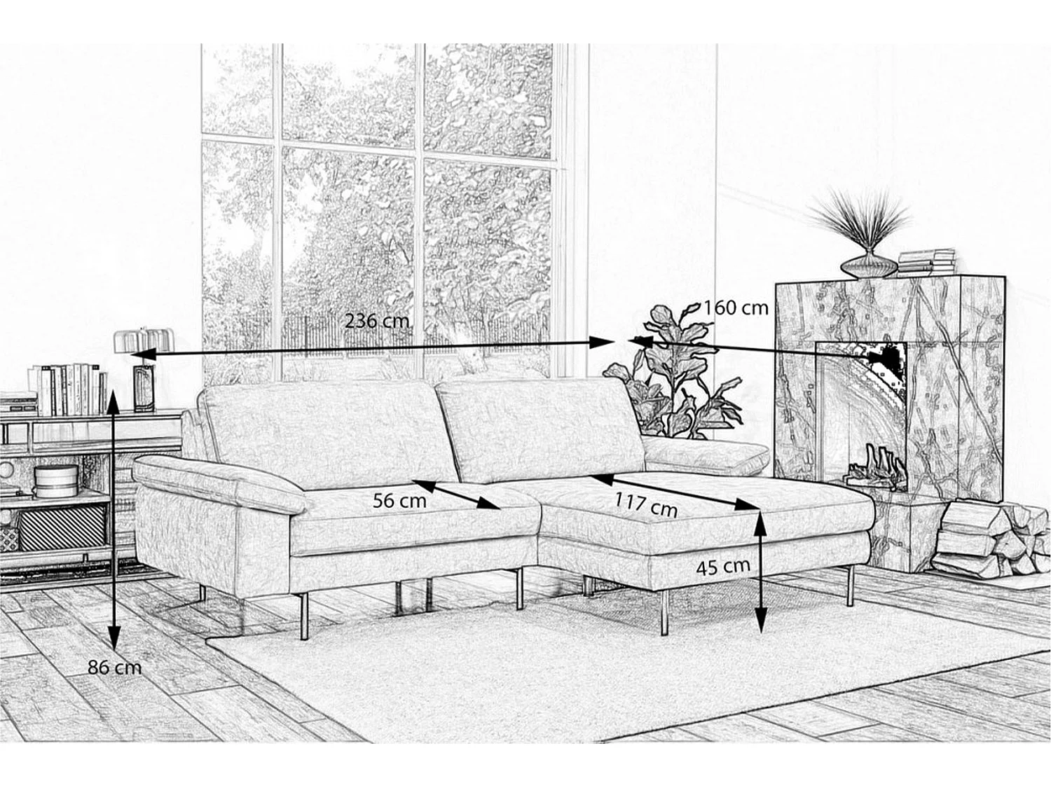 Sofa - Pink Velvet - VISAO