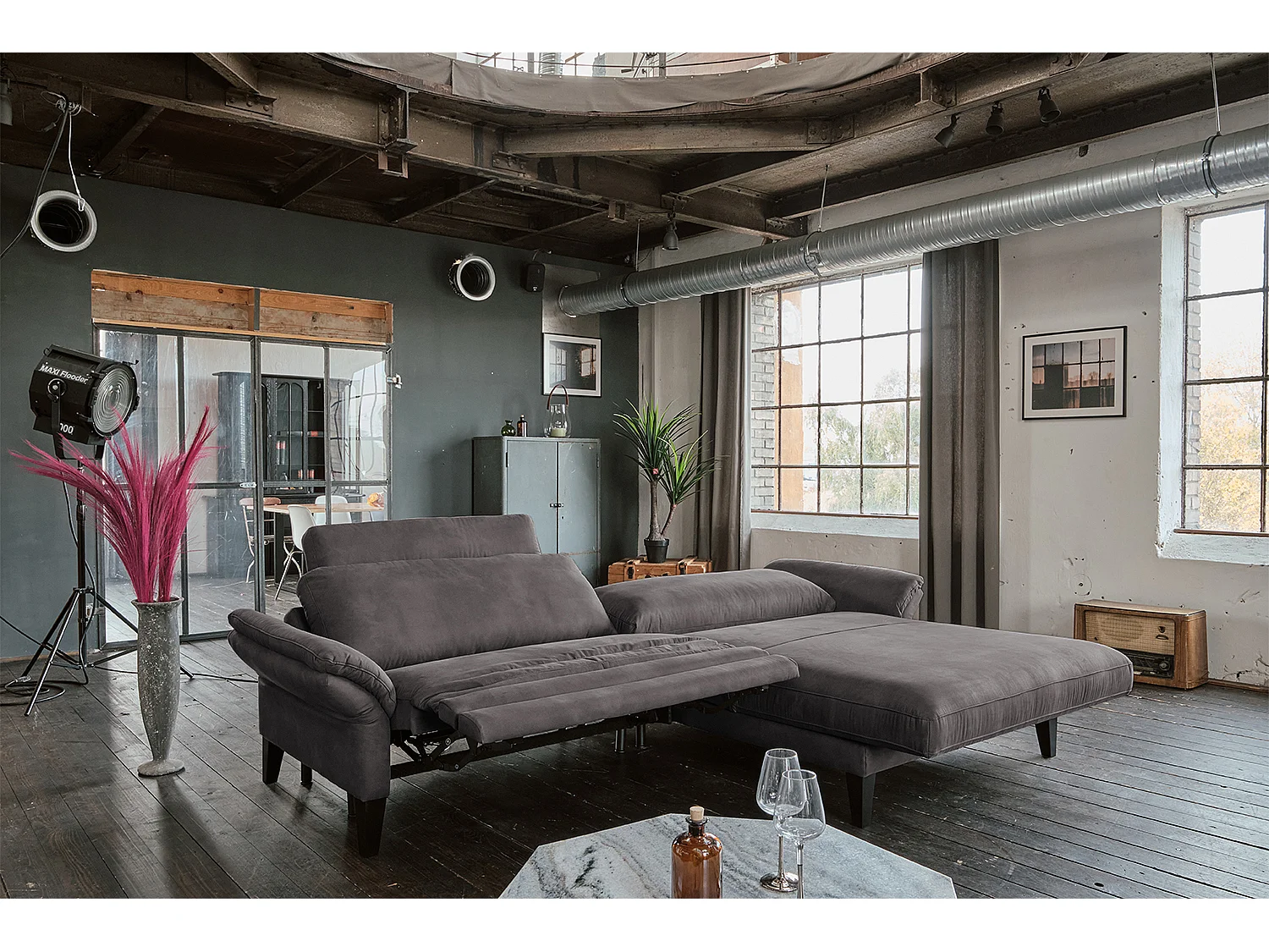 Canapé - anthracite tissu tissé - MALTA