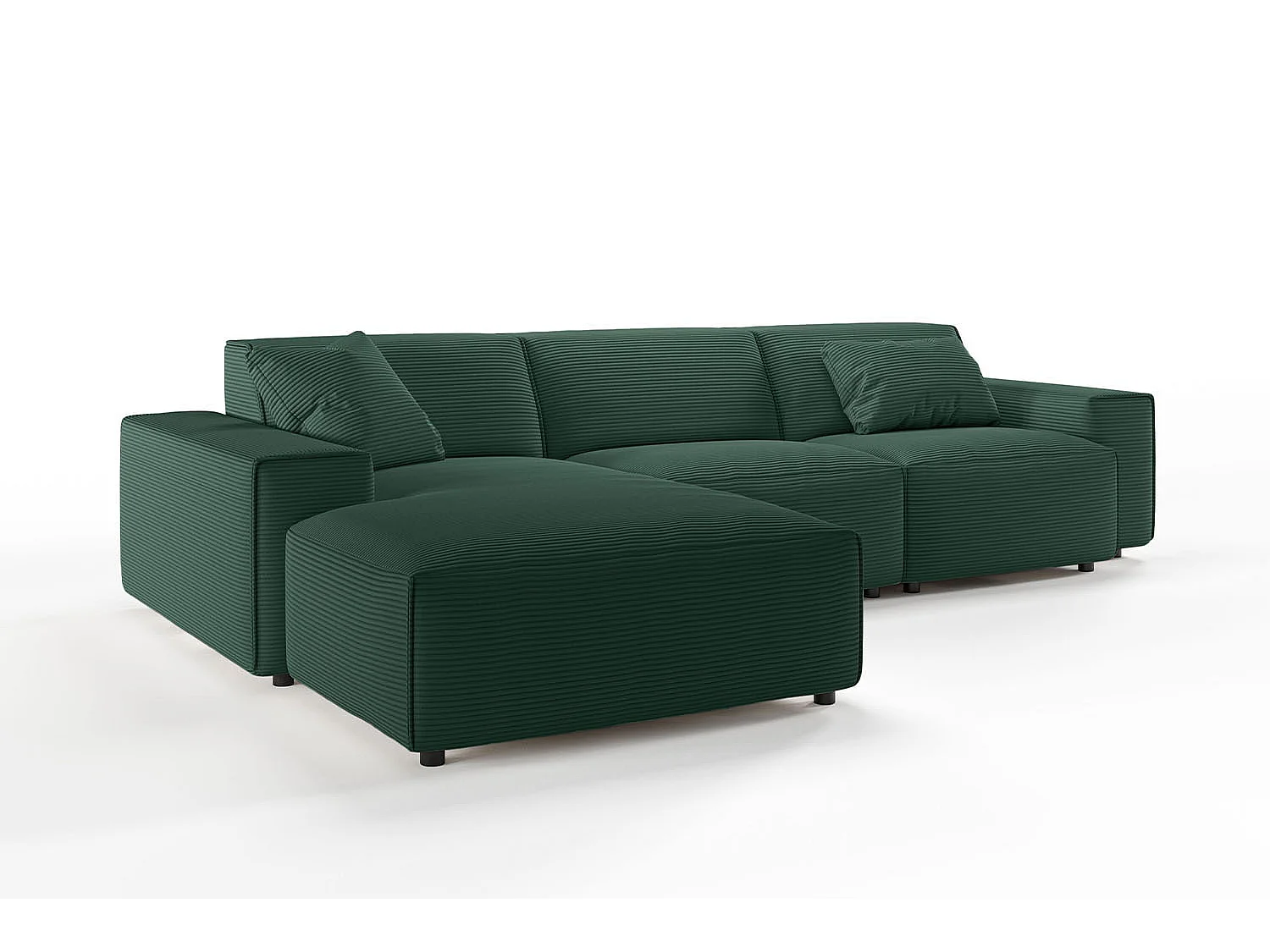Ecksofa - Smaragdgrün Cord - RANI