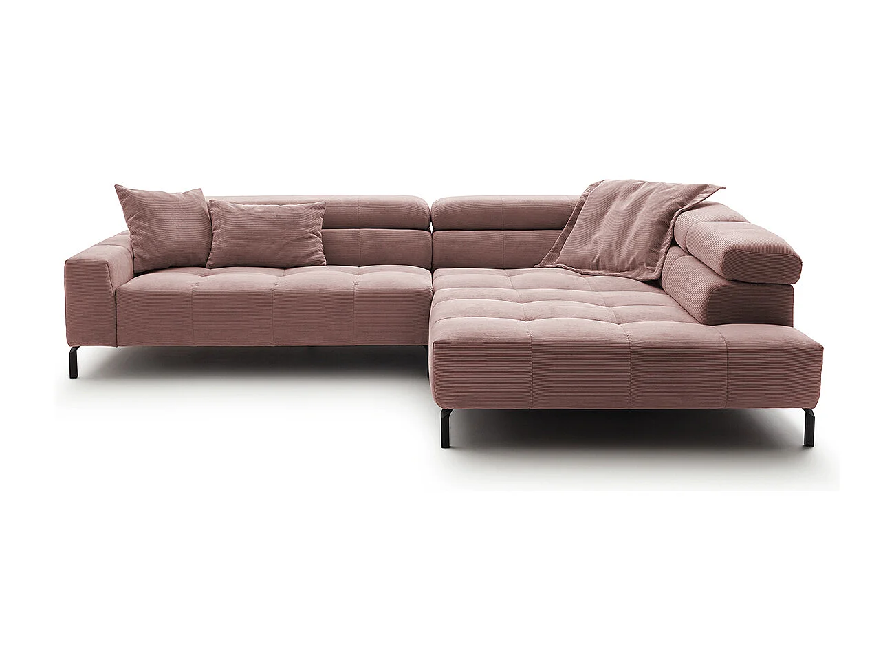 Divano angolare - Rosa Velluto a coste - OHIO