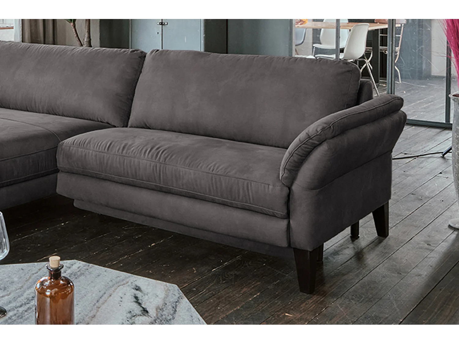 Ecksofa - Anthrazit Webstoff - MALTA