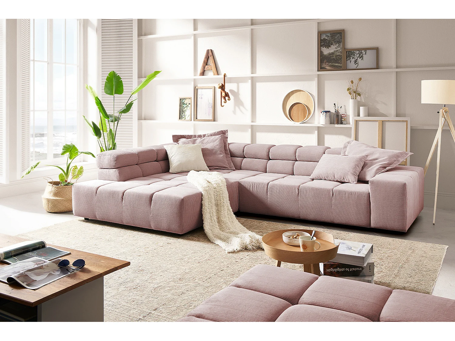 Ecksofa - Pink Cord - NEVADA