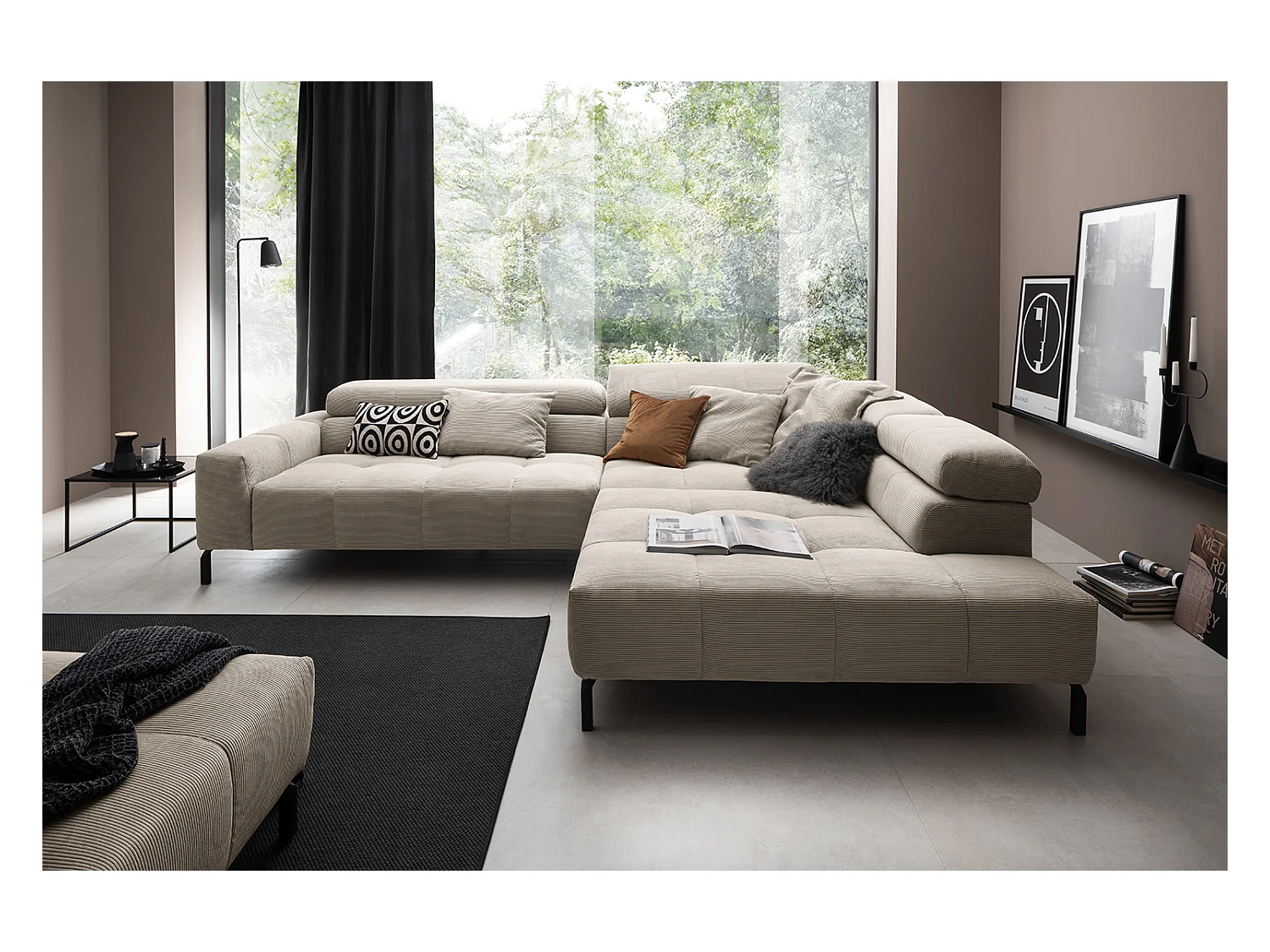 canapé - beige Velours côtelé - OHIO