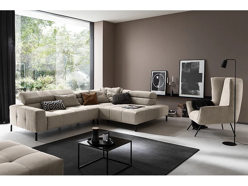 Ecksofa - Beige Cord - OHIO