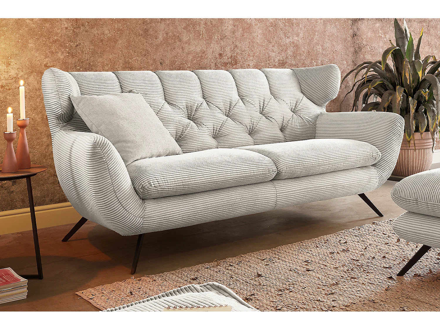 Sofa - Cremeweiß Cord - CHARME