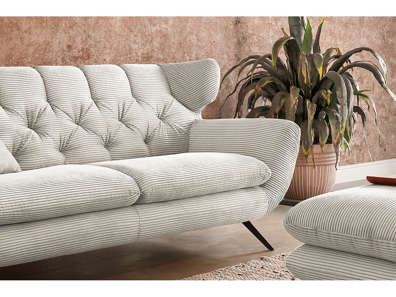 Sofa - Cremeweiß Cord - CHARME