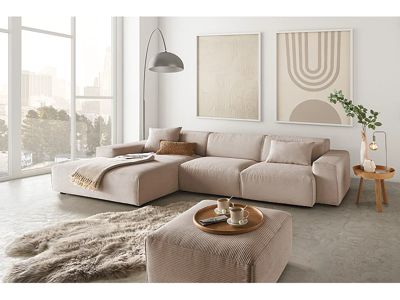 Ecksofa - Taupe Cord - RANI