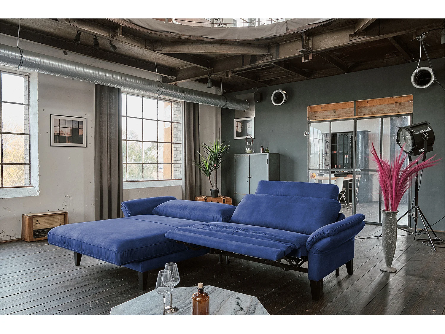 Canapé - Bleu tissu tissé - MALTA