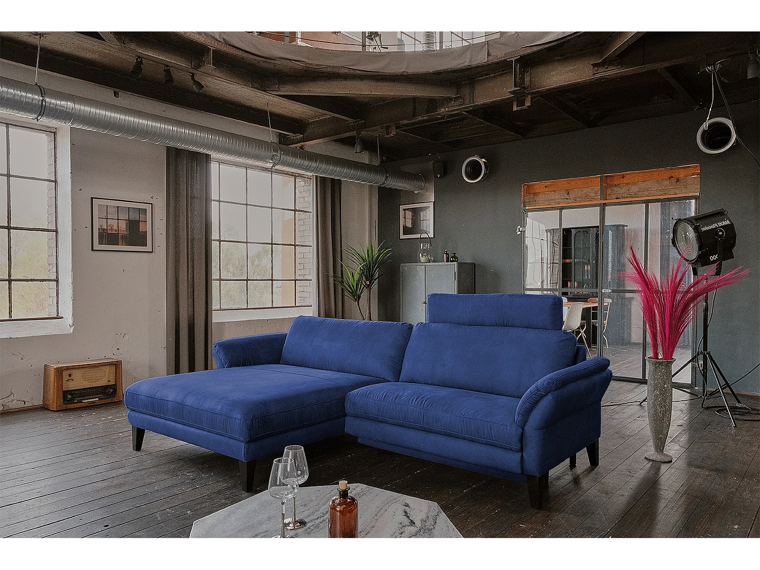 Hoekbank - Blauw Geweven stof - MALTA