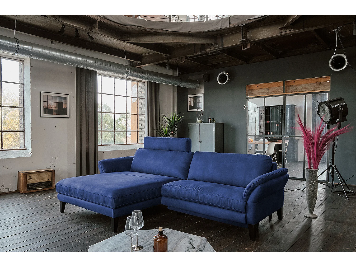 Hoekbank - Blauw Geweven stof - MALTA